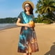 thumbnail image 4 of Fotbe Blue Dragon And White Tiger Vestido Largo de Moda para Mujer, Vestido Tipo Camiseta con Manga Corta y Estilo Casual a Rayas y Bloques de Color, 4 of 6