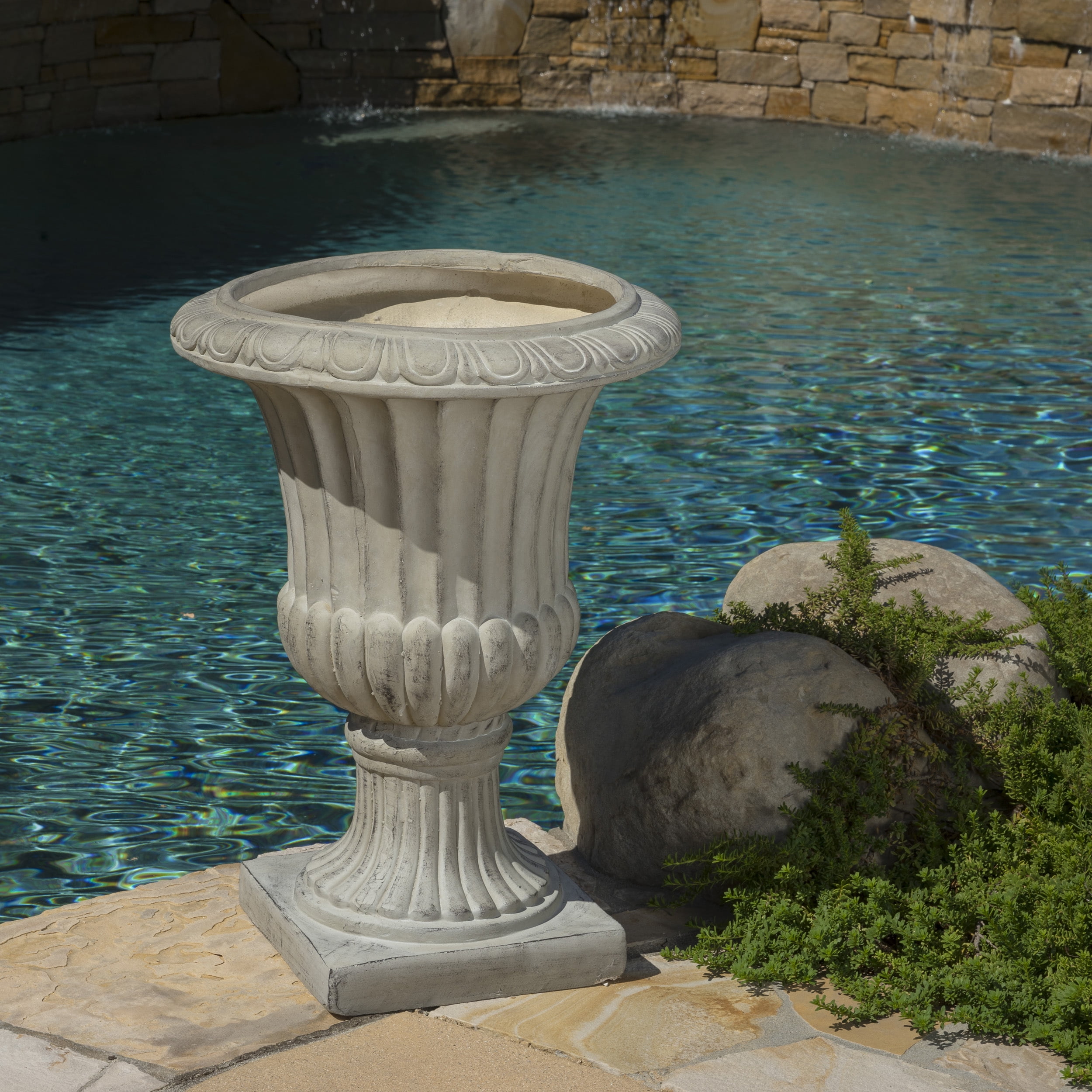 GDF Studio Antique Green Italian 26-inch Urn Planter