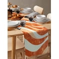 thumbnail image 6 of Burnt Orange Waves Table Runner Cotton Linen 120 Inch Holiday Dresser Scarves, Ombre Sea Ripples Shabby Beach Tablerunner for Kitchen Coffee Dining Bedroom Living Room Dinner Scarf Décor 13''x120'', 6 of 9