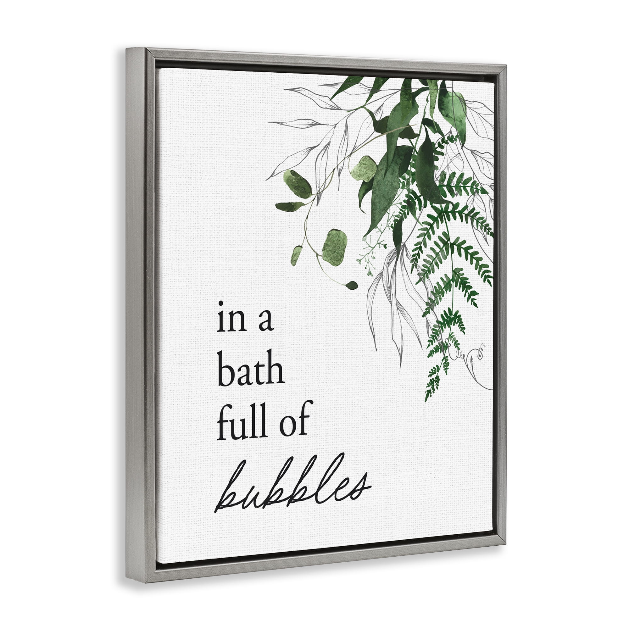 Forest Foliage Bubble Bath Gray Framed Floater Canvas Wall Art, design by Lettered and Lined