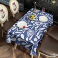 thumbnail image 5 of Blue Floral and Leaf Pattern Rectangle Tablecloth 60"x102",Waterproof Polyester Rectangle Table Cloth, Wipeable Spillproof Polyester Tablecloth for Dining, Camping, Indoor and Outdoor, 5 of 6
