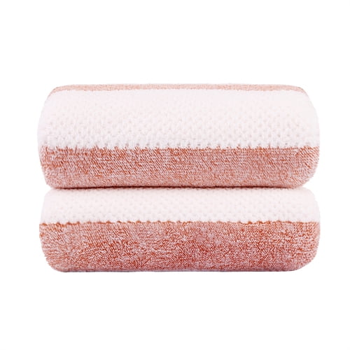 NC Fashion 2 Piece Microfiber Bath Towel Set, Orange, White, Multi-color