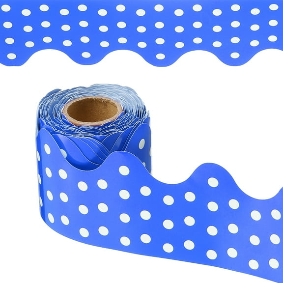 Uxcell Dots Bulletin Board Border, 33 Feet Poster Chalkboard Cork Decoration Trim Scalloped Borders Wall Decor for Classroom Office Locker, Dark Blue