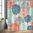 thumbnail image 3 of Floral Shower Curtain Dahlia Shower Curtains Set with 12 Hooks Flower Shower Curtain Teal and Gray Blue Green Shower Curtain Turquoise Mandala Floral Bathroom Decor, 72" W x 72" H, 3 of 6