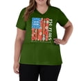 thumbnail image 3 of America 250 Years Scrub Shirt for Women Letter Print Fourth Of July Short Sleeve Tshirt V Neck Moisture Wicking Regular Fit Casual T Shirts with Pockets, #01 Green, 3XL, 3 of 4