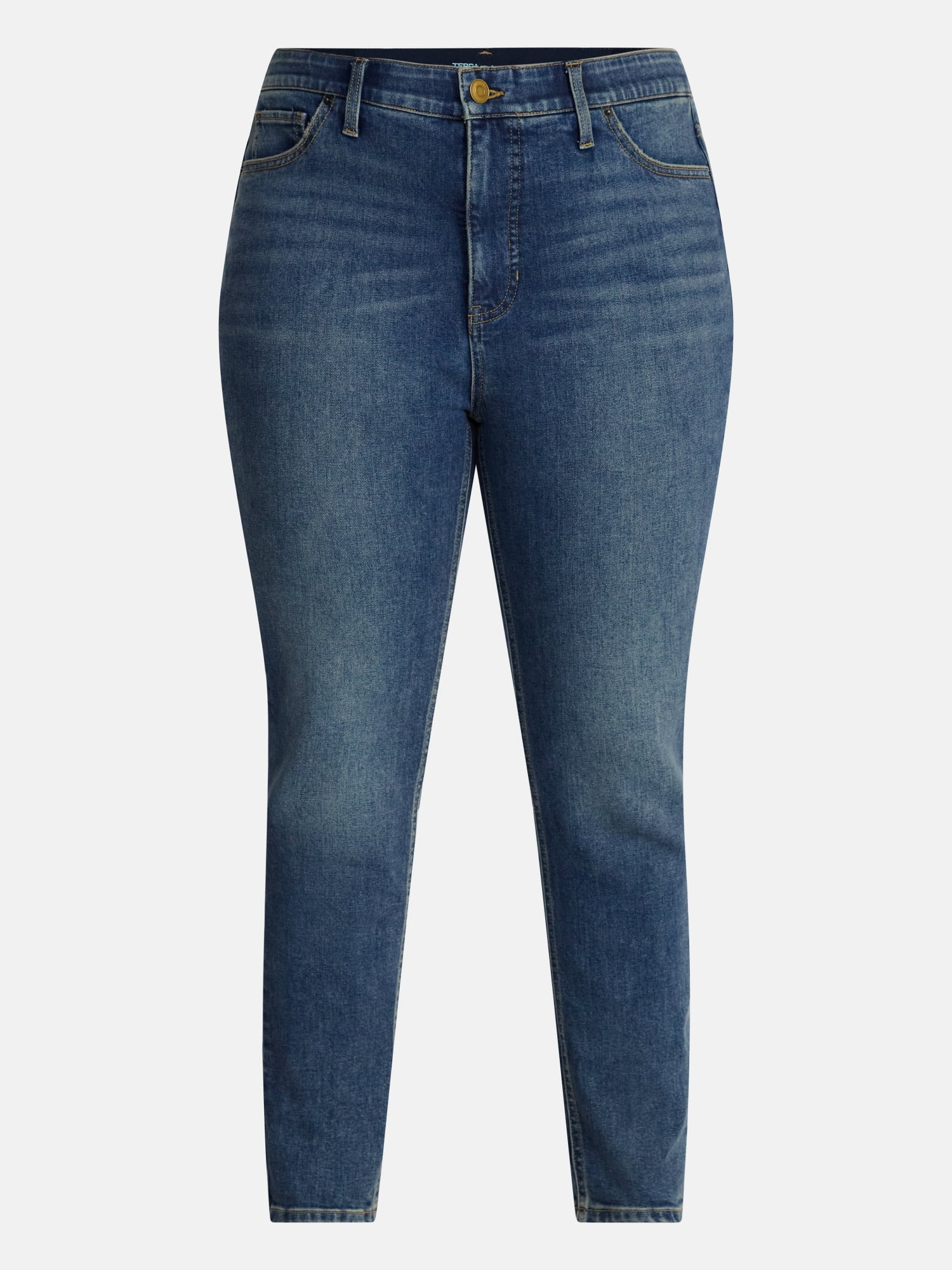 Terra & Sky Women's Plus High Rise Skinny Jeans, 27" Inseam, Sizes 16W-26W