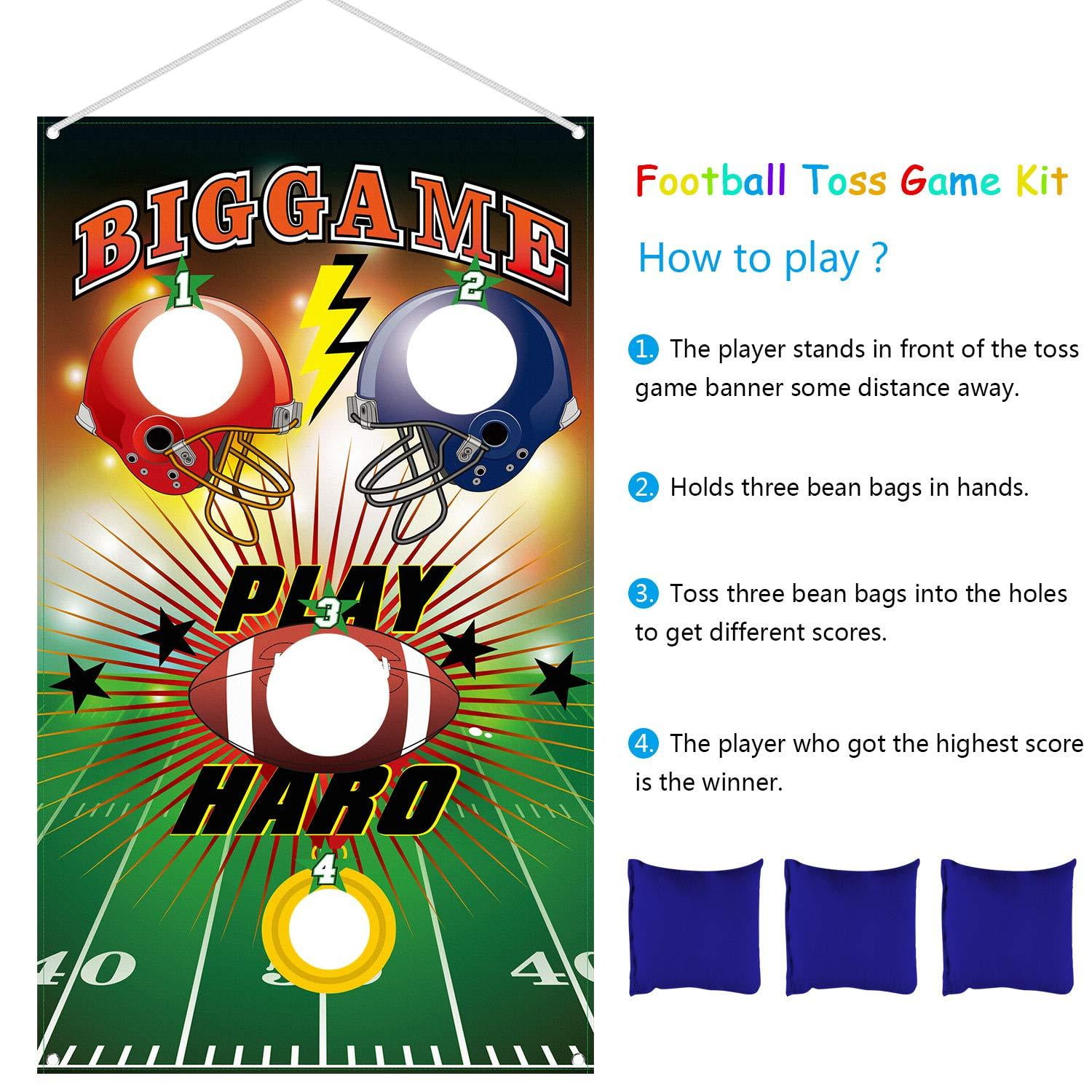 Indoor Outdoor Game Party Supplies for Kids in Family Games,Birthday Party,Carnival Games xigua Football Soccer Print Toss Games Banner with 6 Bean Bags