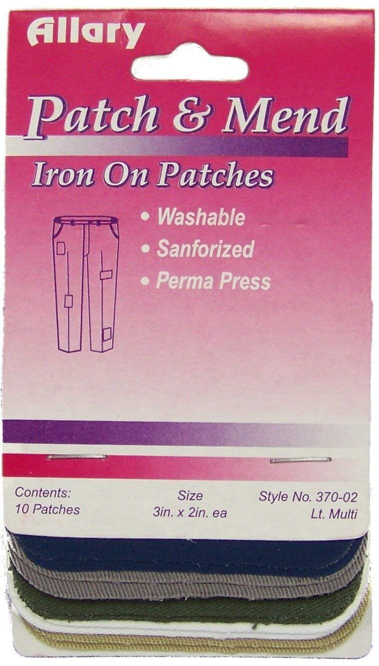 Allary Patch & Mend, Iron On Patches, 10 Multi Colors, Model 37002