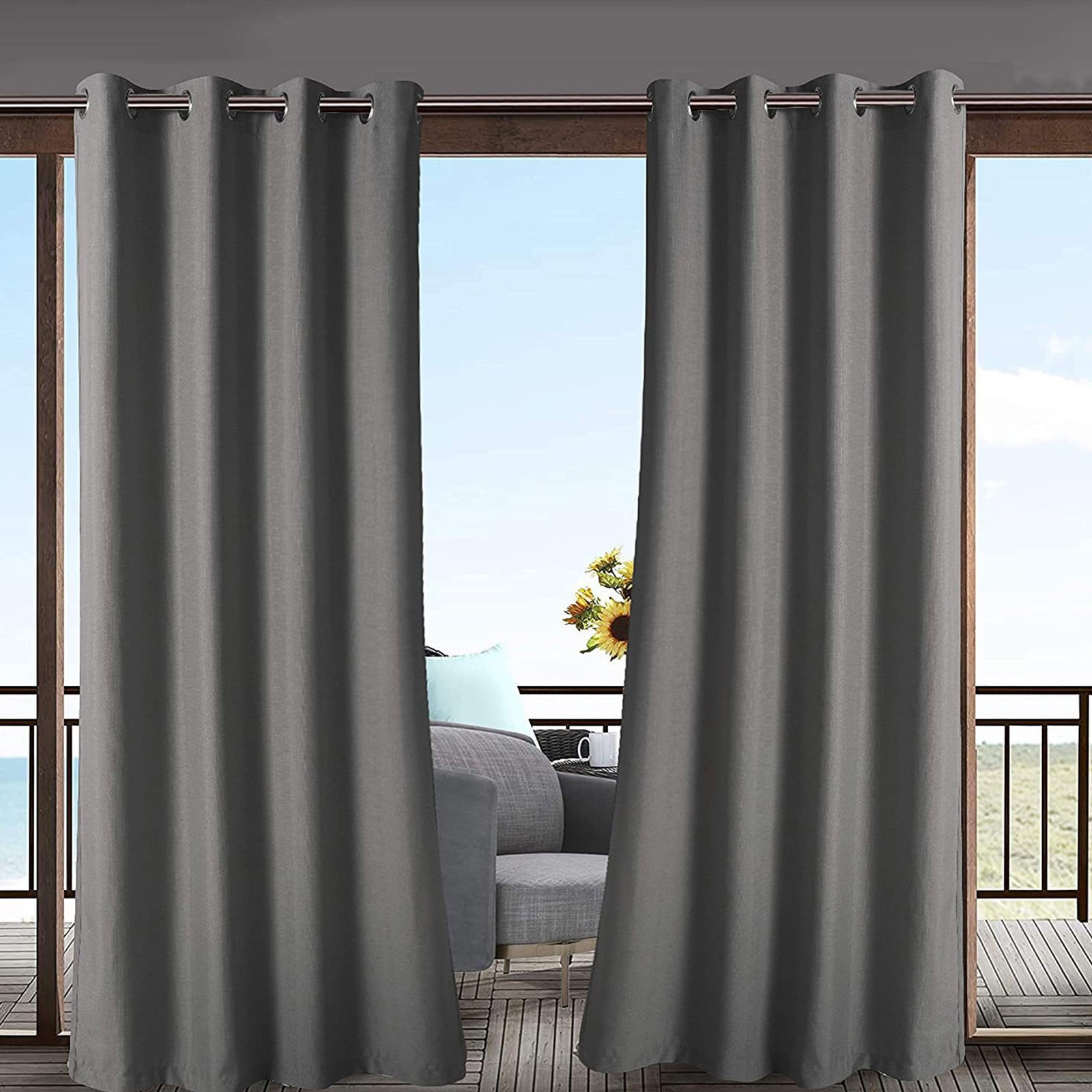 Last Chance 52*72 Inches (132X182Cm) Curtain,Waterproof Outdoor Gazebo Patio Curtains Thermal Insulation Blackout Curtains For Living Room And Kitchen Black Dark Grey Dark Gray