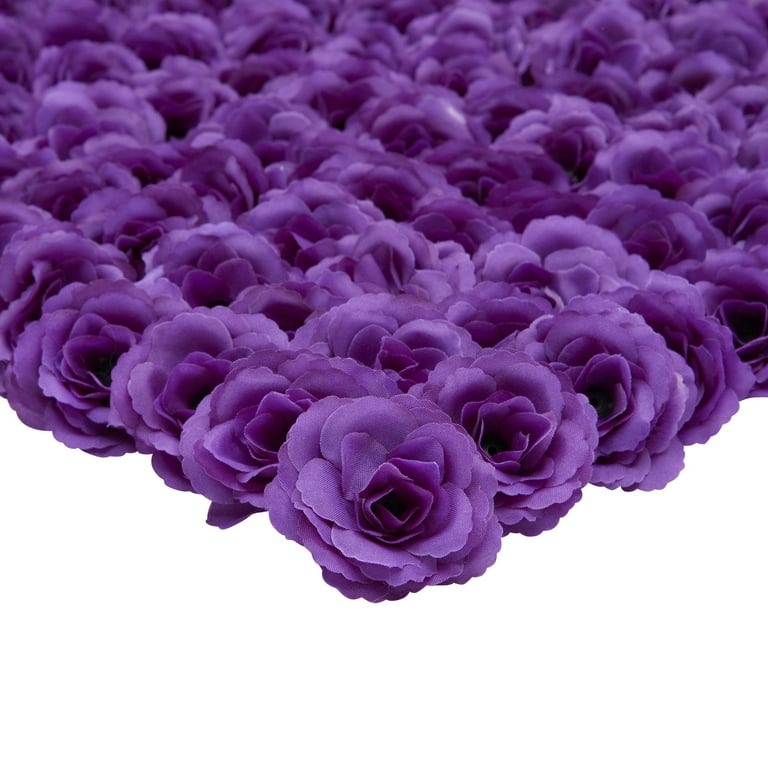 Bright Creations 75 Pack Purple Flowers for Crafts, 2 inch Stemless Silk Cloth Roses for Wall Decorations, Wedding Receptions, Spring Decor