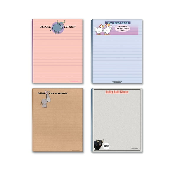 Funny Theme ToDo-List Notepad  4 Assorted Pads  4.25 x 5.5 Inches, 50 Sheets Eac