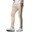 thumbnail image 2 of Ma Croix Mens Track Pants Tricolor Striped Skinny Fit Stretch Elastic Slim Trouser, 2 of 6