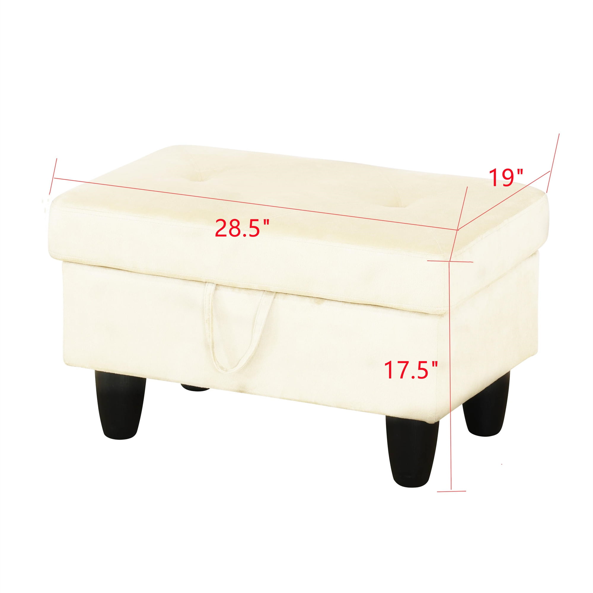 Aukfa 29" Storage Ottoman Bench for Sectional Sofa for Home Office, Lift Top , Leather, Black