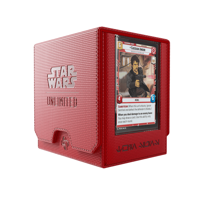 Gamegenic Star Wars Unlimited Twin Suns DECK POD - Premium Deck Box with UV-Protected Card Cases, Holds 100 Double-Sleeved Cards, Designed for the Star Wars Unlimited TCG, Red Color
