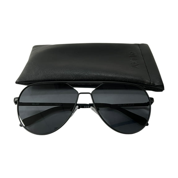 Quay Australia Hold Please Aviator Sunglasses Black Smoke 2