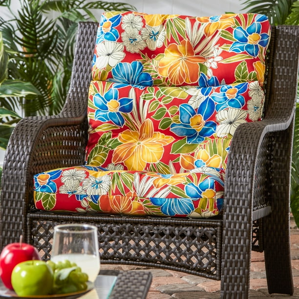 Aloha Red Fl Outdoor High Back Chair Cushion Com Aloha Red Fl Outdoor High Back, High Back Patio Chair Cushions Set Of 6