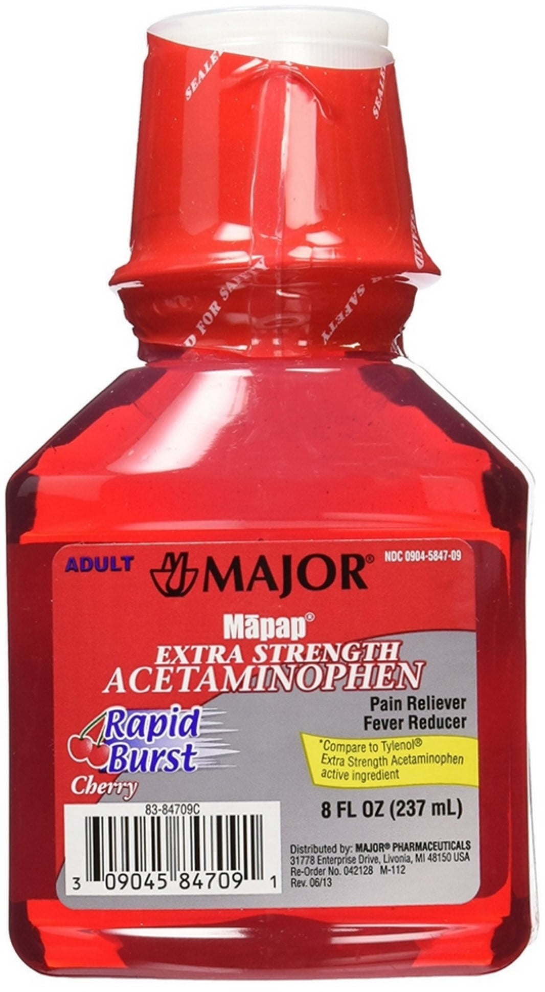 Major Mapap Extra Strength Acetaminophen Rapid Burst Cherry Pain Reliever & Fever Reducer, 8 Fl. Oz