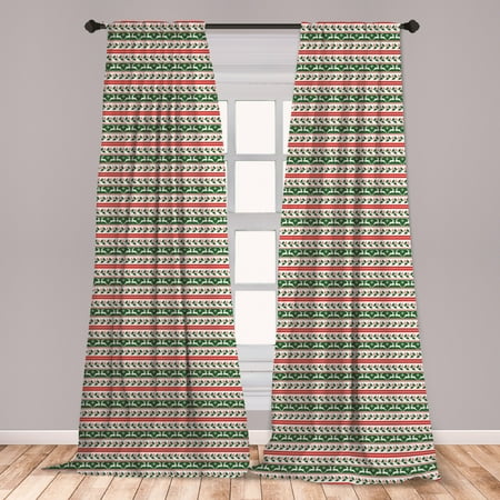Borders For Christmas Christmas Curtains 2 Panels Set, Jumping Reindeers Border with Xmas Mistletoe Poinsettia Flower, Window Drapes for Living Room Bedroom, Dark Green Burgundy, by Ambesonne ()