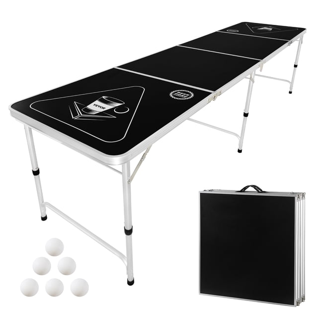 VEVOR Table de Tailgate Pliante Portable 8 Pieds pour Bière Pong Jeu de Boisson avec Poignée