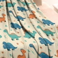 thumbnail image 3 of Beige Cartoon Dinosaurs Plants Pattern Blanket,Comfortable Soft Flannel Throw Blanket,All Season,Warm Lightweight Blankets for Sofa Bed Couch Living Room Chair,30"x40", 3 of 4