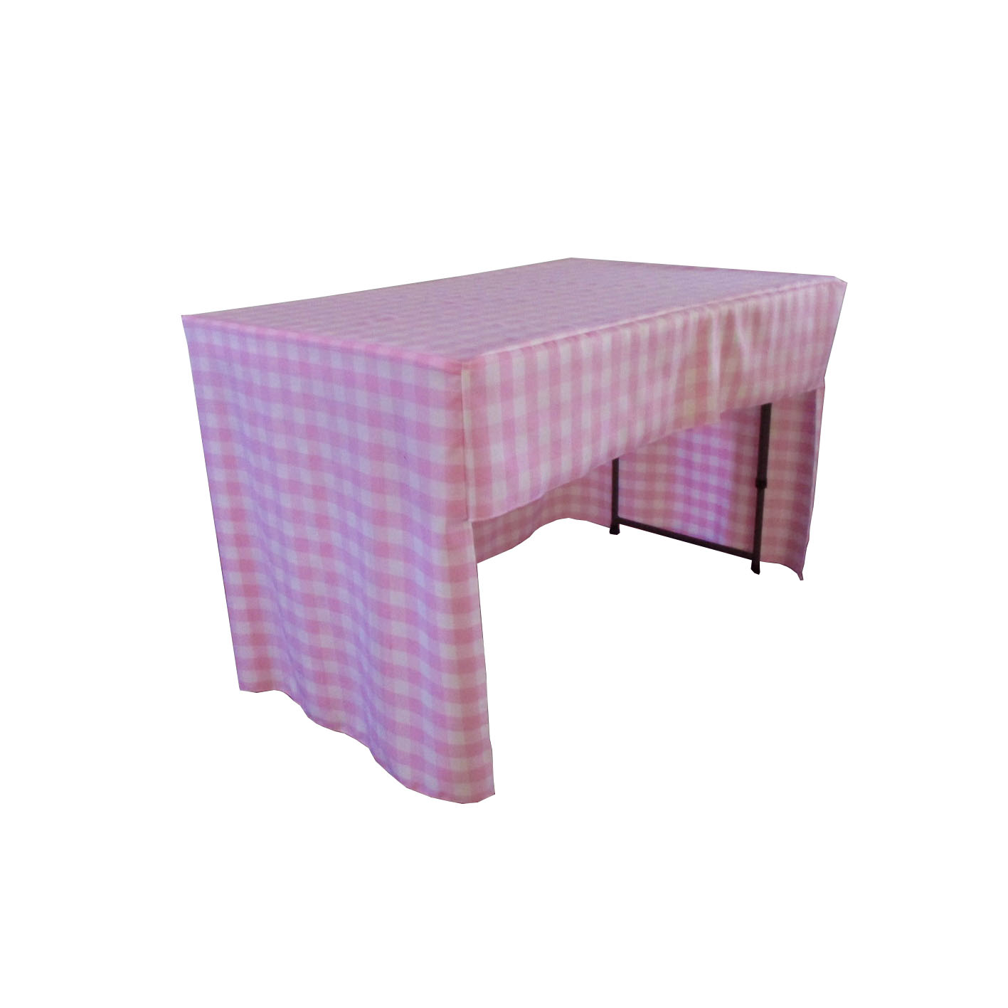 LA Linen Open Back Fitted Checkered Classroom Tablecloth 96 by 18 by 30Inch, Pink/White