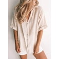 thumbnail image 2 of Blouses en Chiffon Col en V pour Femmes Manches Ballon Décontractées, 2 of 6