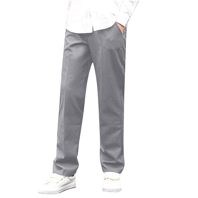 Timegard Boys Clothes Suit Pants Straight Leg Button Kids Formal Trousers Solid Color Summer Fashion