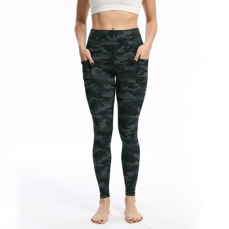 Baocc High Waisted Leggings Tummy Control Women's Ultra Fine Brushed Nude  Camouflage Printed Yoga Pants with Pockets High Waist and Hips Thin Fitness  Sports Yoga Pants Yoga Pants Grey L 