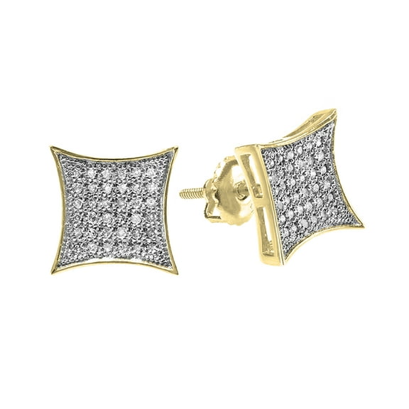 Dazzlingrock Collection 0.15 CT Round White Diamond Studs for Men, Yellow Plated Sterling Silver