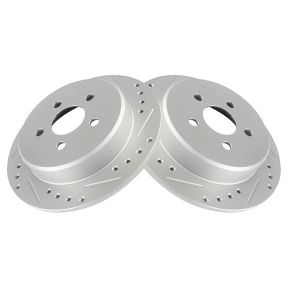 TRQ Performance Brake Rotor Drilled Slotted Coated Rear Pair Fits Select Chrysler