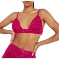 thumbnail image 1 of IROINID Balconnet Réduit pour Femmes Été Couleur Unie Style Boîte de Nuit Soutien-Gorge à Sequins, Rose Vif, 1 of 6