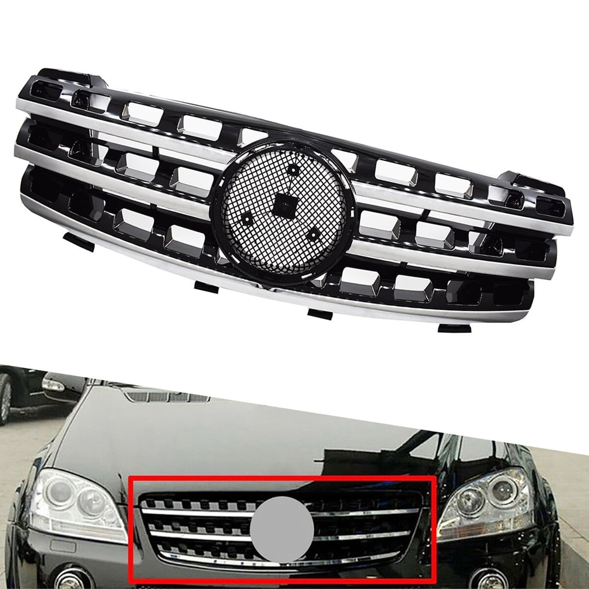 Front Grill 3Fin Chrome Grille Fit for MercedesBenz ML320 ML350 ML550