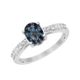 thumbnail image 2 of Mooneye 7x5mm Oval Teal Blue Gemstone 925 Sterling Silver Solitaire Women Engagement Ring, 2 of 2