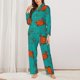 thumbnail image 2 of Fotbe Colorful Crab Conjunto de Pijama de Manga Larga para Mujer con Estampado, Ropa de Dormir de 2 Piezas, Conjunto de Casa Suave y Cómodo con Bolsillos-Large, 2 of 7