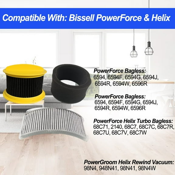 Filter Set For Bissell PowerForce & Helix & PowerGroom Inner & Outer # 203-7913