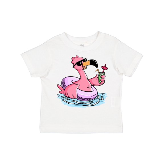 Inktastic Flamingo with Sunglasses Pool Float and Drink Boys or Girls Toddler T-Shirt