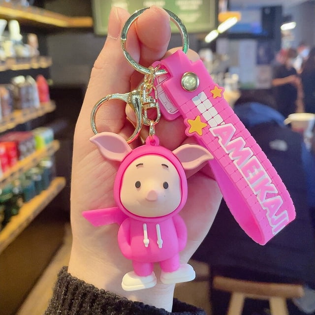 Disney Anime Cartoon Stitch Keychain Lilo & Stitch Cute Doll Keyring Fashion Couple Bag Ornament Key Chain Car Pendant GiftChina Gong Bohan LED