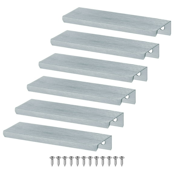 Uxcell 6-Pack Cabinets Drawers Edge Pulls, 3.15" Aluminum Drawer Edge Pulls Concealed Tab Handle [Brushed Grey]