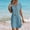 A347 Sky Blue, variant on Women's Linen Summer Button Down Shirt Dress V Neck Short Sleeve High Waist A-Line Mini Dress Lightweight Breathable Casual Shift Dress For Office Daily Wear