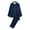 Navy, variant on WREESH Womens Pajama Sets Casual Homewear Long-Sleeve Tops Trousers Turndown Collar Night Pajamas Suits Two Piece Sets Blue