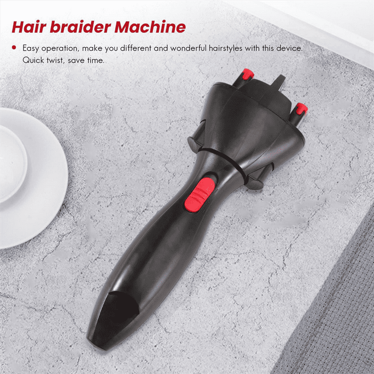 2x Electric Hair Braider Automatic Twist Braider Knitting Device Braider Machine Braiding Hairstyle Hair Styling Tool, Red