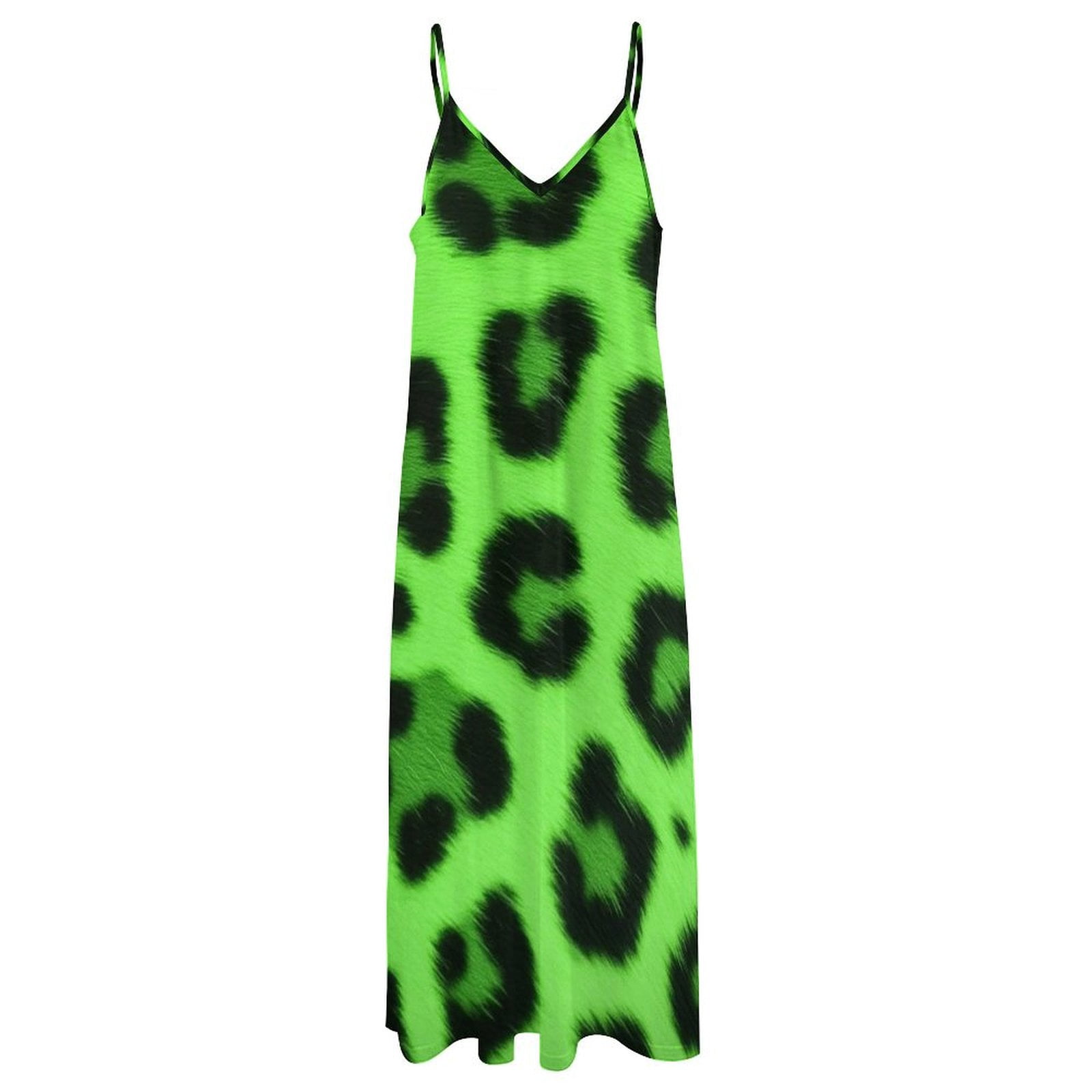 neon green leopard dress Print Texture Sleeveless Dresses Women Summer Women's Summer Clothing Cotton dresses for women