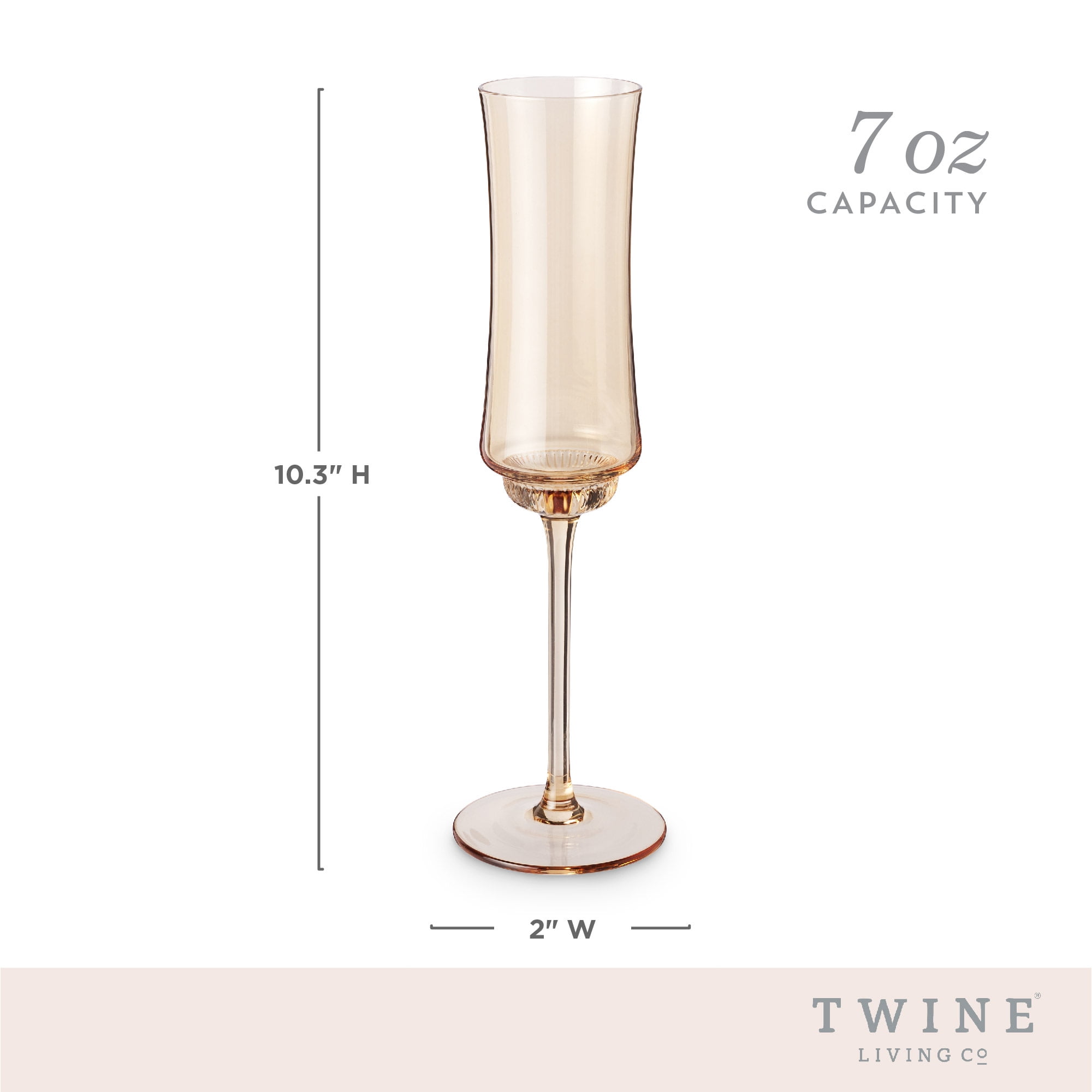 Twine Tulip Champagne Flutes for Home Bar, Wedding Gifts, 7 oz Set of 2