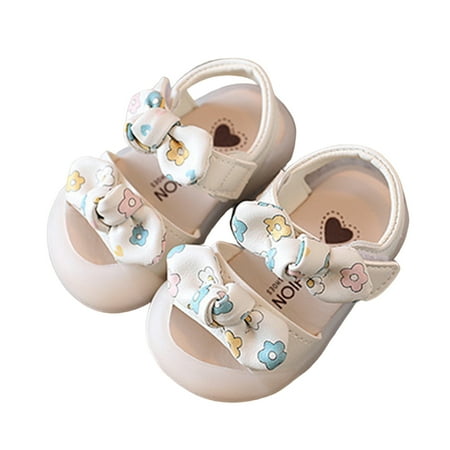 

Huawd Toddler Shoes 1 Pair Sweat Absorbing Non-Slip Excellent Bow-Knot Style Baby Floral Print Sandals