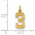 thumbnail image 4 of Finest Gold 14K Yellow Gold Small Brushed Diamond-Cut Number 3 Charm, 4 of 4