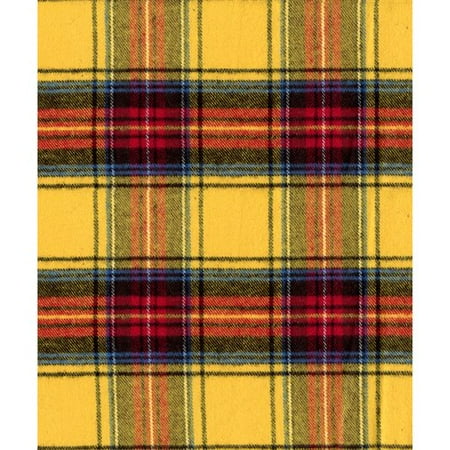 Yellow Blue Brushed Plaid Fabric by the Yard
