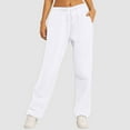 thumbnail image 2 of GEWSEY Women's Wide Leg Sweatpants Fleece Lined Baggy Straight Leg Lounge Pants Fall Outfits Athletic Joggers with Pockets (White, L), 2 of 7