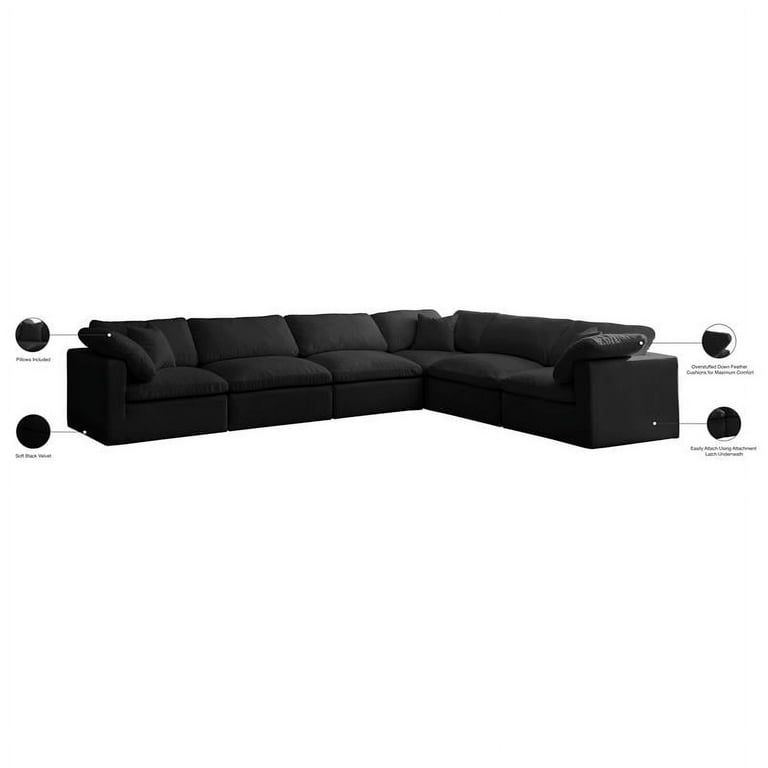Meridian Furniture Relax Velvet Modular Sectional Sec4A Meridian Furniture Relax Velvet Modular Sectional Sec4A