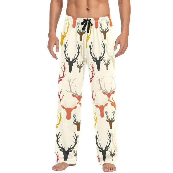 Elk Deer Men's Pajama Pants Cotton Long Sleepwear Lounge Pants L