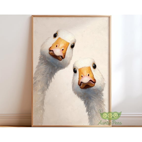 Whimsical Geese Quirky Duck Wall Art Print, Unframed Paper Poster 8x10in